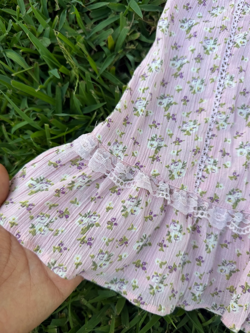 Vintage Nolita Pink Floral Embroidered Lace Boho Babydoll Tank Top Medium - Picture 5 of 8